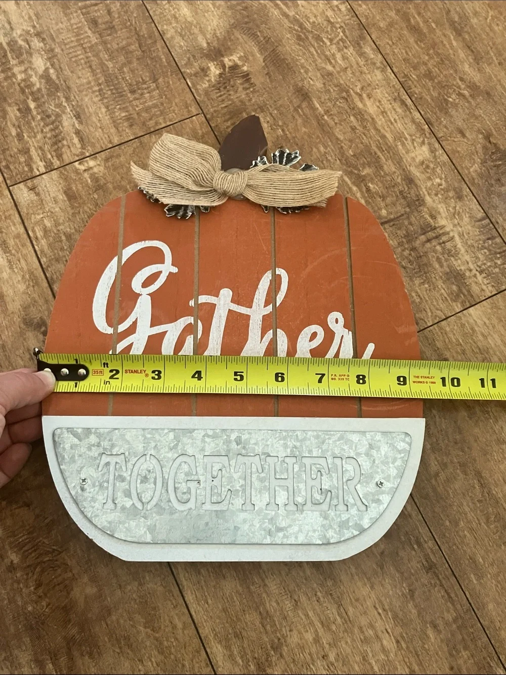 Gather Pumpkin Wall Decor in Orange with Metal Accent